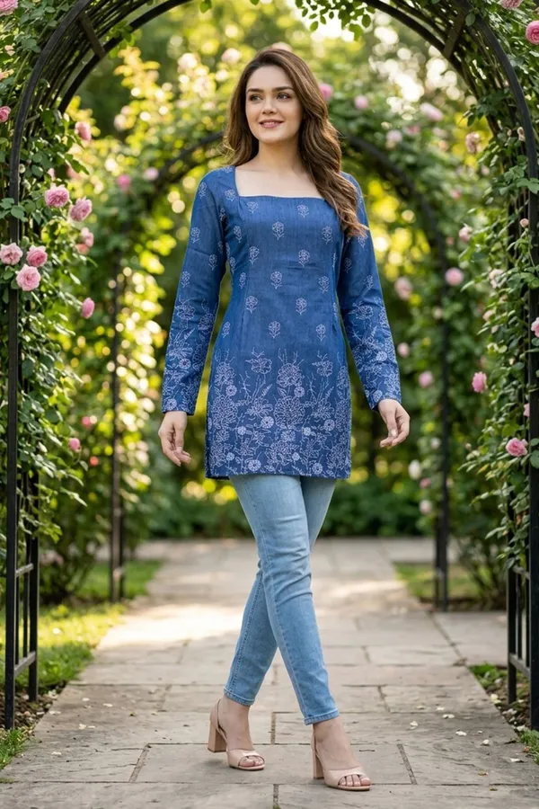 Blue_Denim_Short_Kurti_for_Women_with_Broad_Neck_and_Corset_Back_Tie_Up
