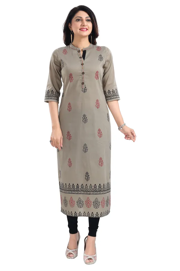 Grey_Cotton_Silk_Block_Print_Long_Kurta_For_Women