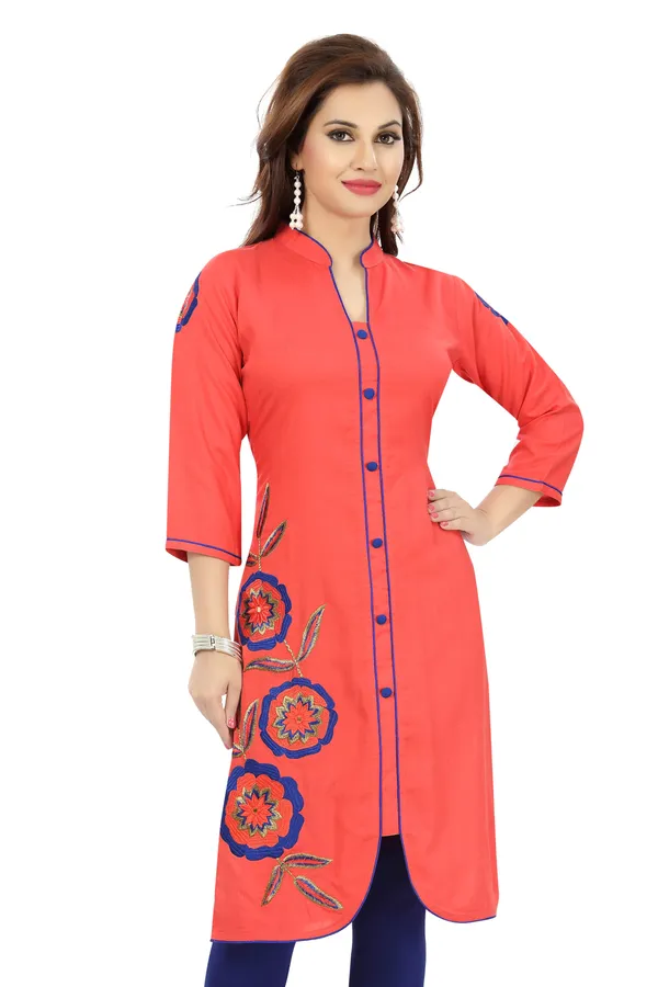 Teasing_Tomato_Red_Designer_Tunic_with_Embroidery