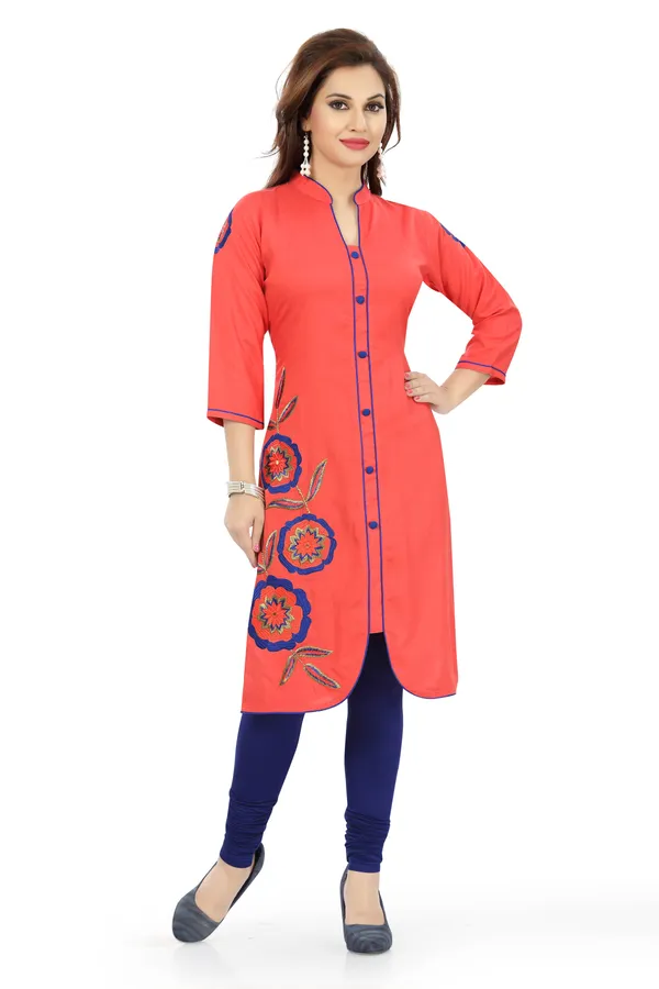 Teasing_Tomato_Red_Designer_Tunic_with_Embroidery