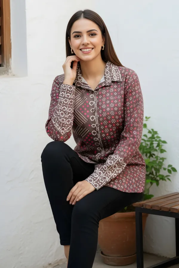 Olive_Green_Womens_Modal_Azrakh_Print_Shirt_Style_Kurti_Top
