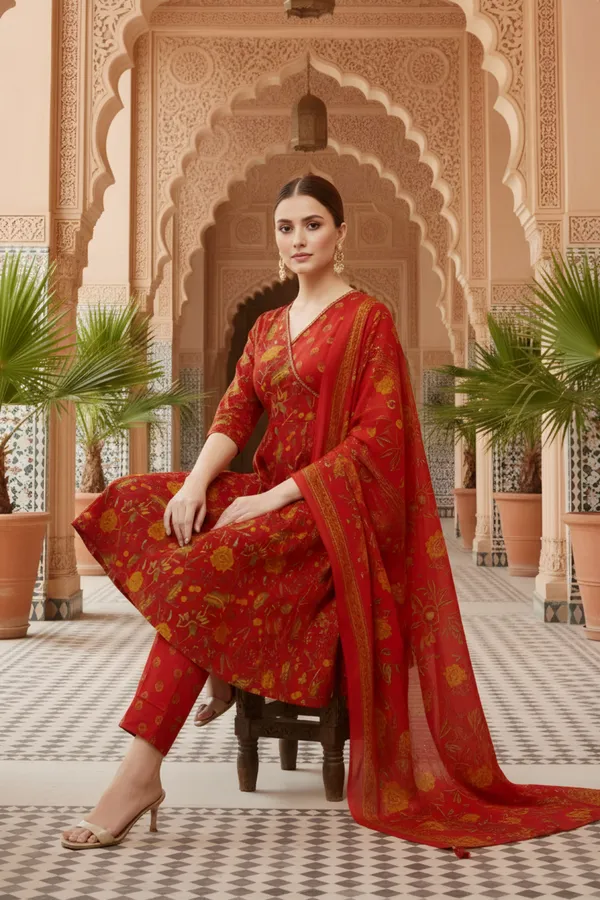 Cherry_Red_Jaipuri_Print_Cotton_Flared_3_Piece_Suit_Set_with_Dupatta_for_Women