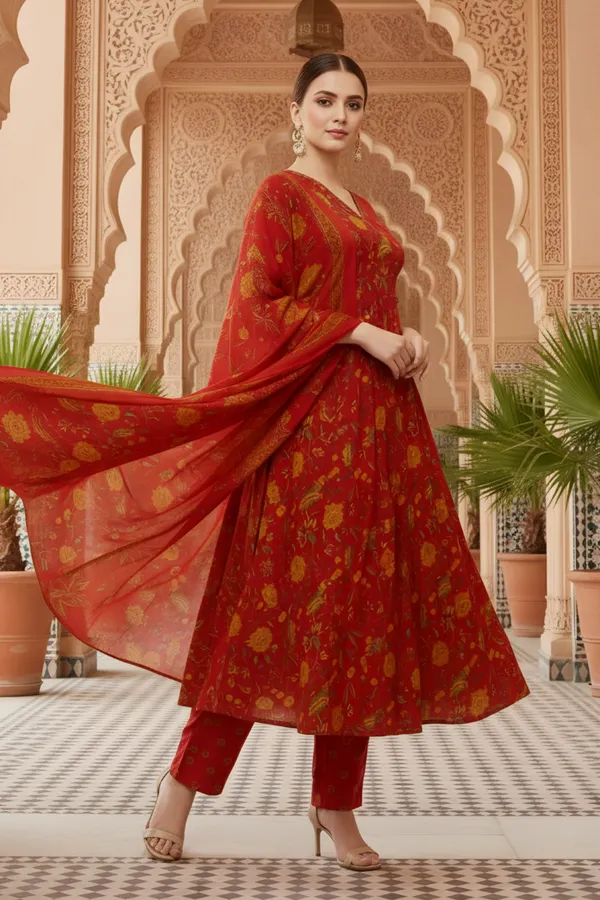 Cherry_Red_Jaipuri_Print_Cotton_Flared_3_Piece_Suit_Set_with_Dupatta_for_Women