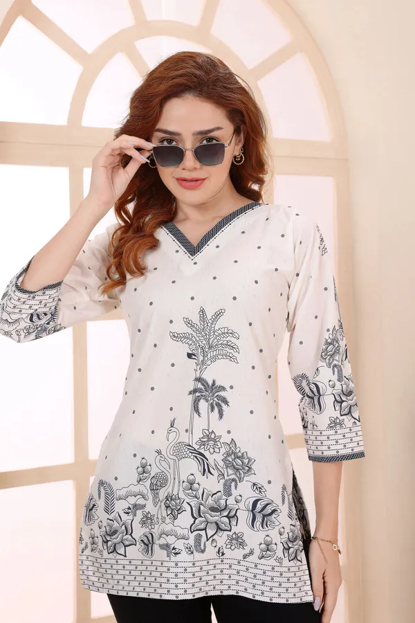 Black_Cotton_Short_Kurti_Tunic_Top_with_Floral_Print_for_Women