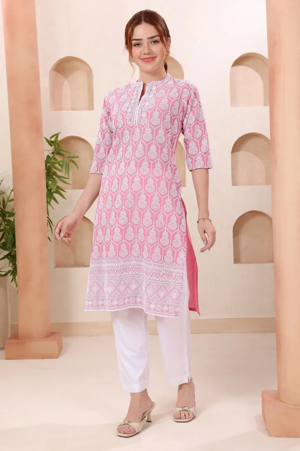 Wink_In_Pink_Pure_Cotton_Chikankari_Long_Kurti_for_Women