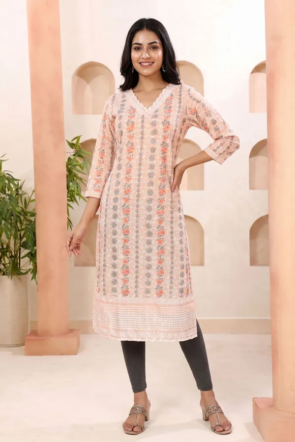 Peach_Chikankari_Embroidered_Printed_Kurti_for_Women_with_Soft_Lining