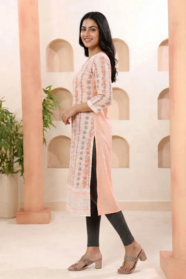 Peach_Chikankari_Embroidered_Printed_Kurti_for_Women_with_Soft_Lining