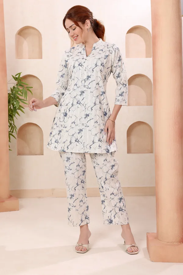Designer_Blue_Abstract_Print_Ban_Collar_Cotton_Co_Ord_Set