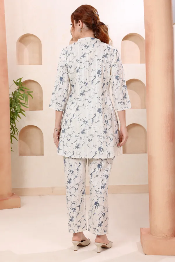 Designer_Blue_Abstract_Print_Ban_Collar_Cotton_Co_Ord_Set