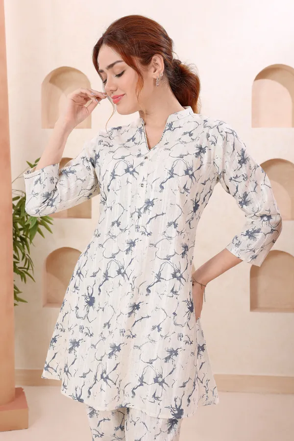 Designer_Blue_Abstract_Print_Ban_Collar_Cotton_Co_Ord_Set