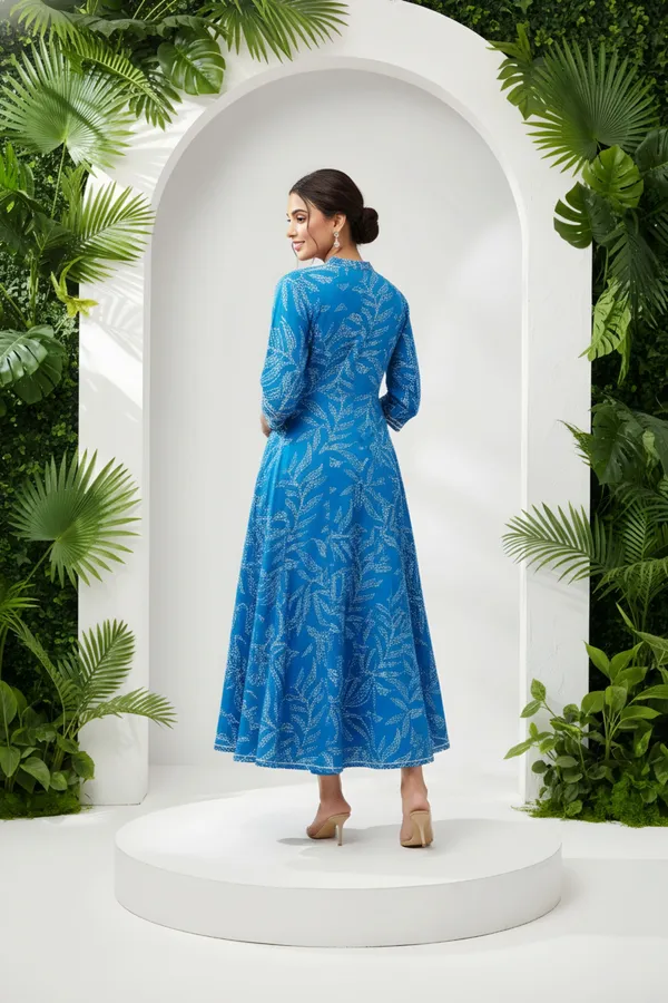 Choice_Turquoise_Cotton_Anarkali_With_Embroidery_Yoke_and_Tussles