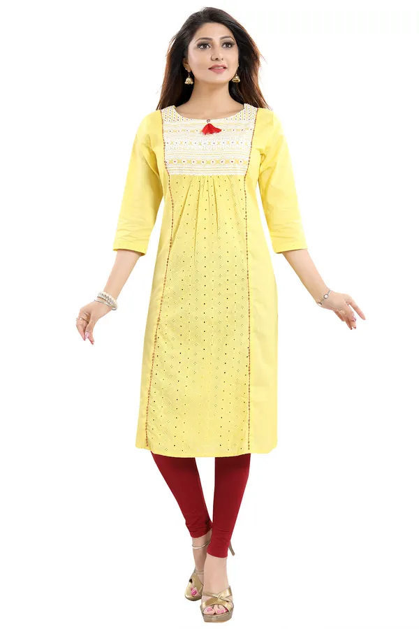 Vibrant_Yellow_Cotton_Long_Chicken_Tunic_with_Pom_Pom_Accessory_For_Girls_And_Women