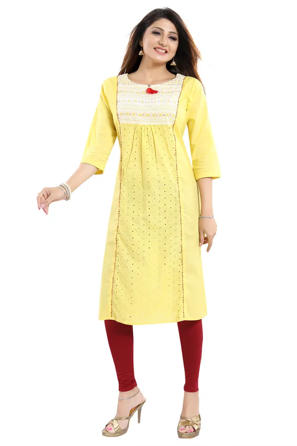 Vibrant_Yellow_Cotton_Long_Chicken_Tunic_with_Pom_Pom_Accessory_For_Girls_And_Women