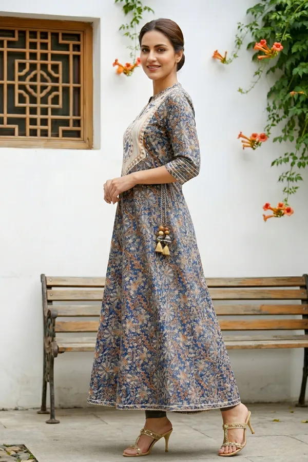 Ink_Blue_Jaipuri_Cotton_Anarkali_With_Embroidery_Yoke_and_Tussles