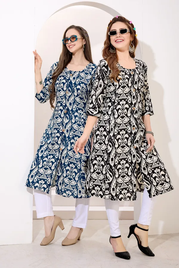 Blooming_Black_Linen_Cotton_Princess_Cut_Long_Kurta_For_Women