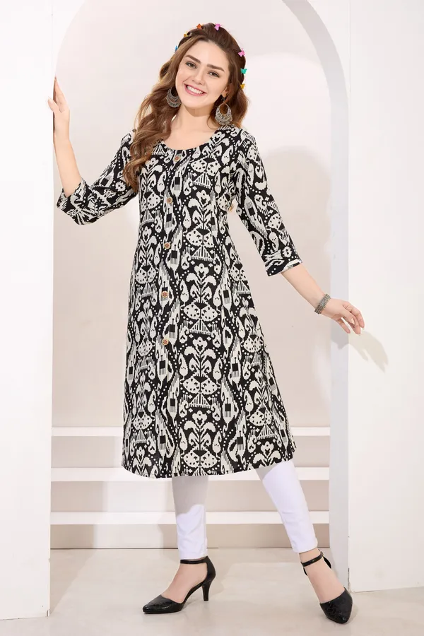 Blooming_Black_Linen_Cotton_Princess_Cut_Long_Kurta_For_Women