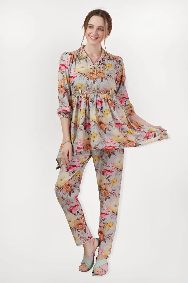 Ethnic_Multicolor_Flower_Print_Cotton_Co-ord_Set_With_Belt