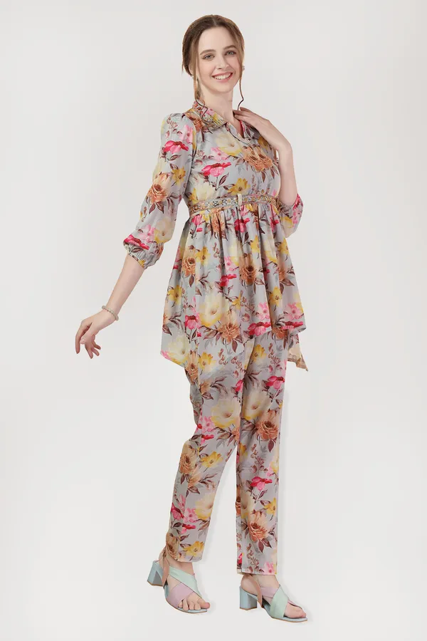 Ethnic_Multicolor_Flower_Print_Cotton_Co-ord_Set_With_Belt