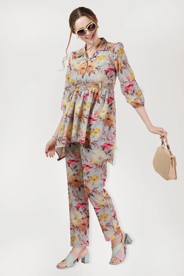 Ethnic_Multicolor_Flower_Print_Cotton_Co-ord_Set_With_Belt