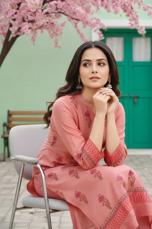 Tomato_Cotton_Silk_Block_Print_Long_Kurta_For_Women