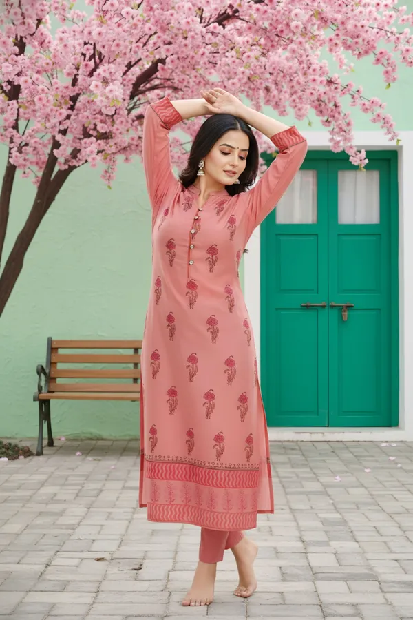 Tomato_Cotton_Silk_Block_Print_Long_Kurta_For_Women