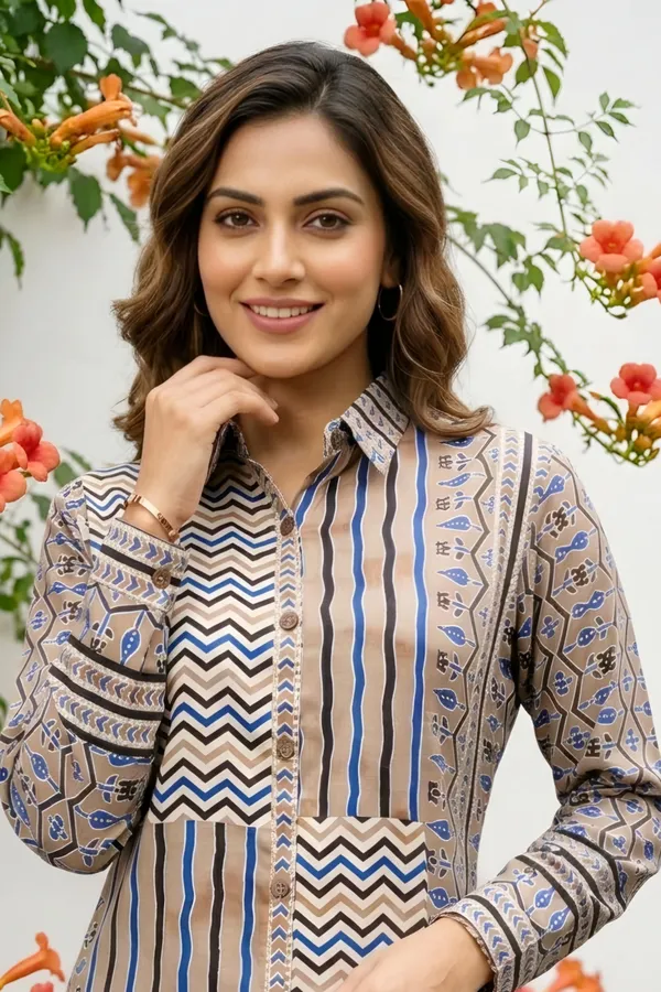 Brown_Womens_Modal_Azrakh_Print_Shirt_Style_Kurti_Top