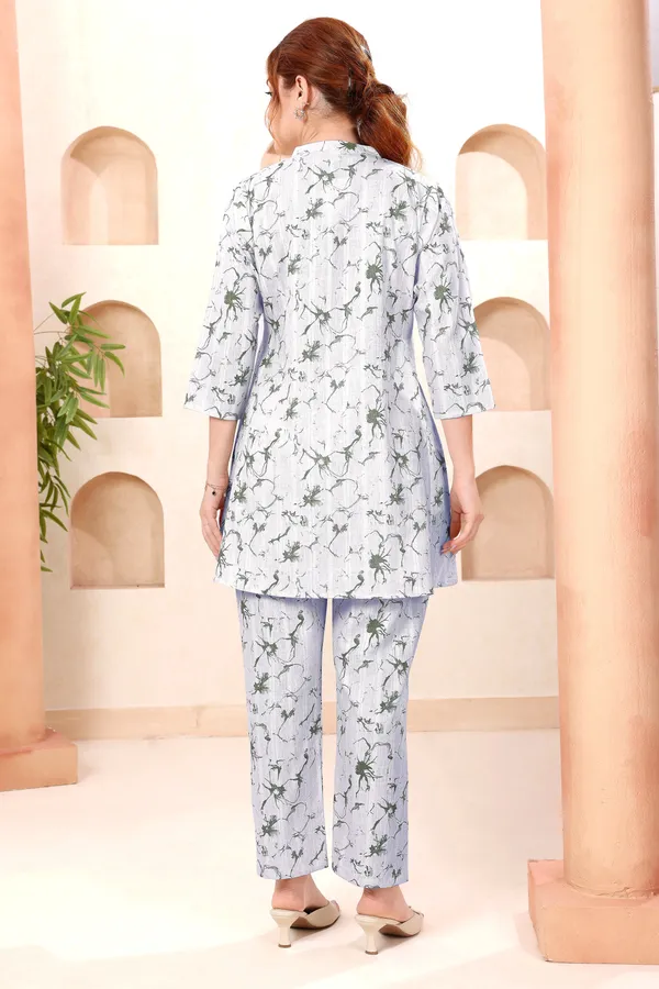 Designer_Green_Abstract_Print_Ban_Collar_Cotton_Co_Ord_Set