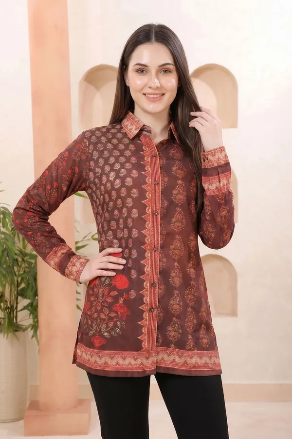 Coffee_Cocoa_Modal_Silk_Printed_Shirt_Style_Tunic_Top_for_Women