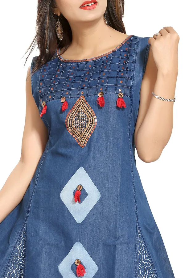 Denim_Fabrics_Sleeveless_Flared_Tunic_with_Embroidery