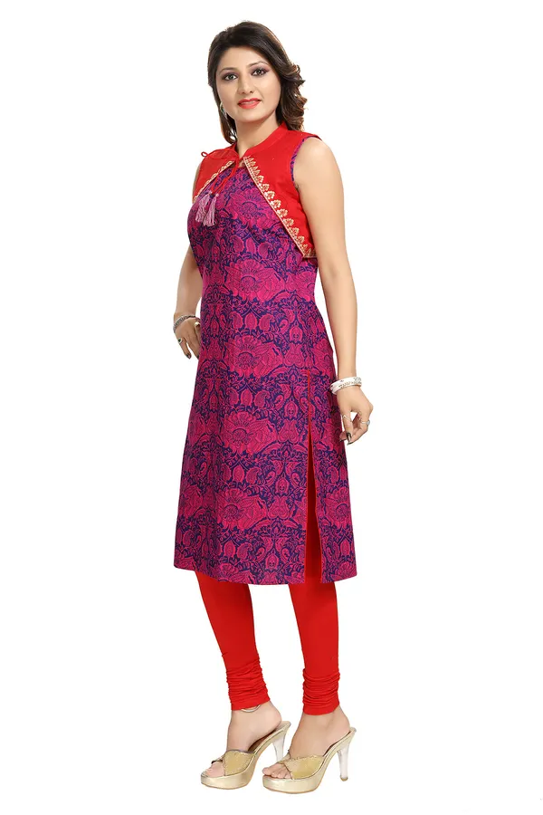 Pure_Purple_Jacket_Style_Printed_Sleeveless_Kurti_for_Daily_wear