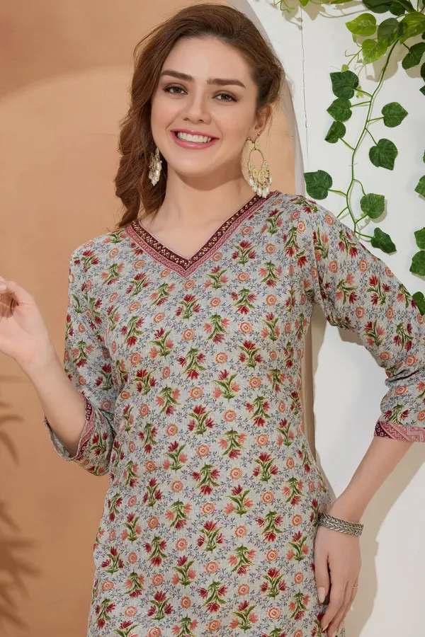 Runway_Gray_V_Neck_Kurti_Pant_Suit_For_Women