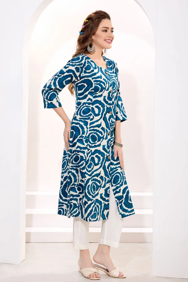 Wine_Linen_Cotton_Princess_Cut_Long_Kurta_For_Women