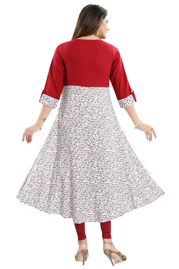 Magnificent_Maroon_Rayon_Printed_Flared_Long_Tunic_with_Floral_Embroidery