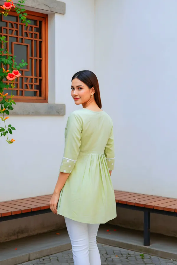 Women_Light_Green_Chikankari_Embroidered_Peplum_Short_Kurti