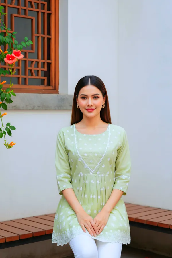 Women_Light_Green_Chikankari_Embroidered_Peplum_Short_Kurti