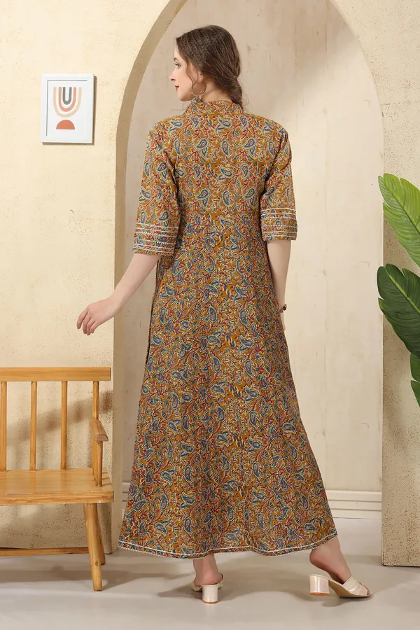 Mustard_Cotton_Paisley_Print_Anarkali_With_Embroidery_Yoke_and