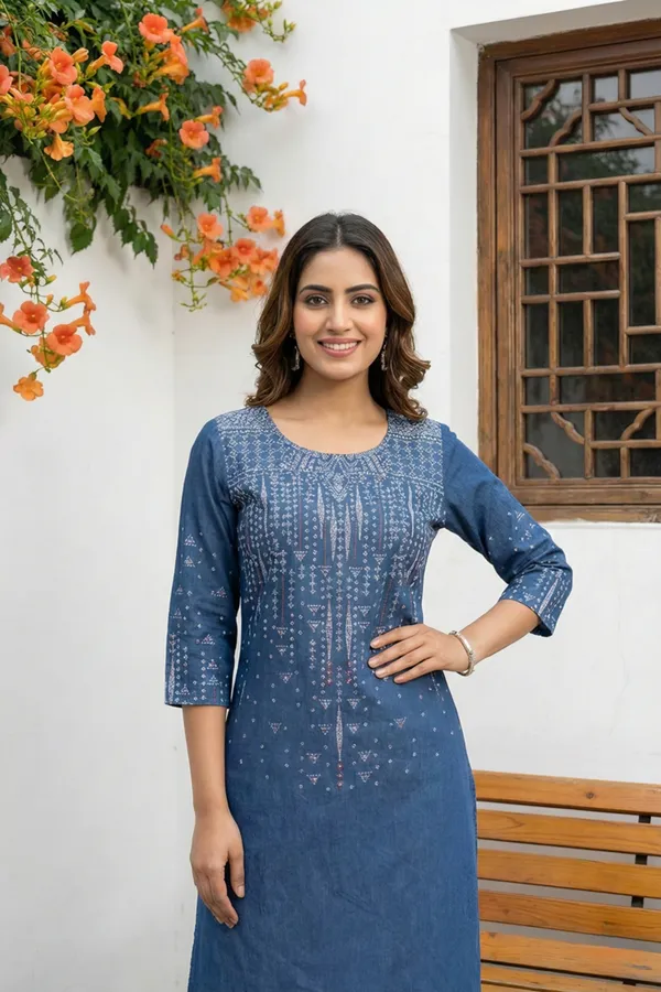 Stylish_Blue_Denim_Ethnic_Round_Neck_Long_Kurti