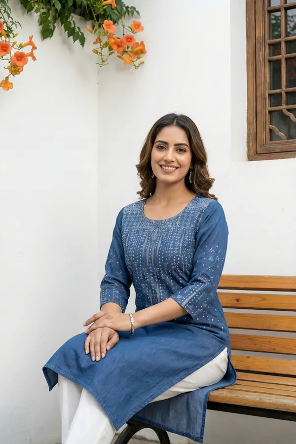 Stylish_Blue_Denim_Ethnic_Round_Neck_Long_Kurti