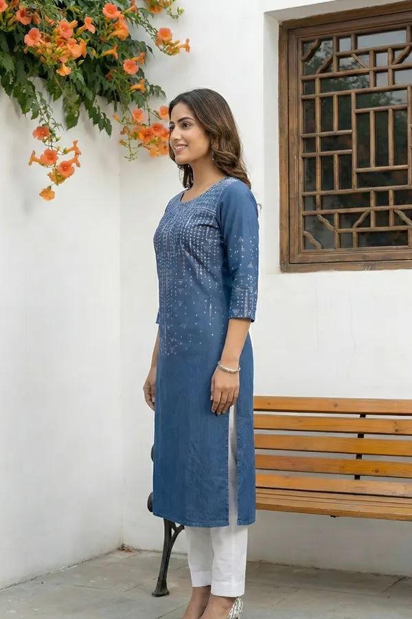Stylish_Blue_Denim_Ethnic_Round_Neck_Long_Kurti