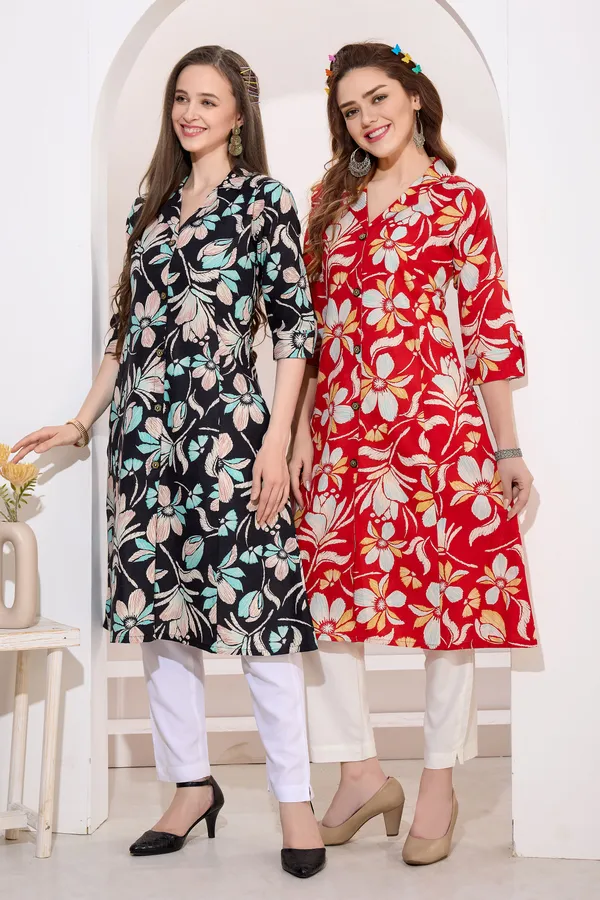 Red_Linen_Cotton_Princess_Cut_Long_Kurta_For_Women