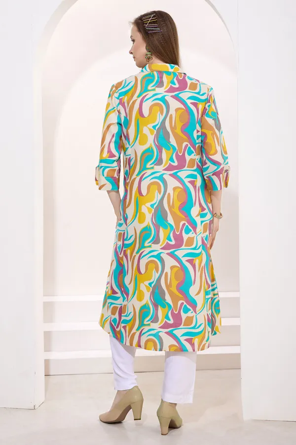 Multicolor_Linen_Cotton_Princess_Cut_Long_Kurta_For_Women