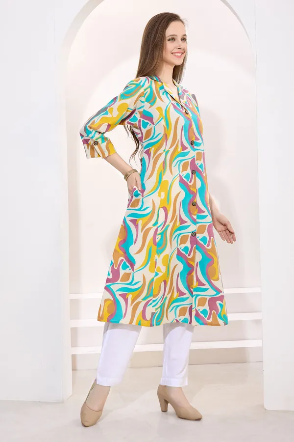 Multicolor_Linen_Cotton_Princess_Cut_Long_Kurta_For_Women