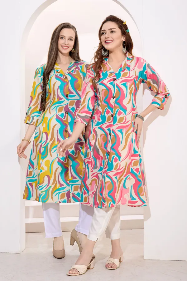 Multicolor_Linen_Cotton_Princess_Cut_Long_Kurta_For_Women