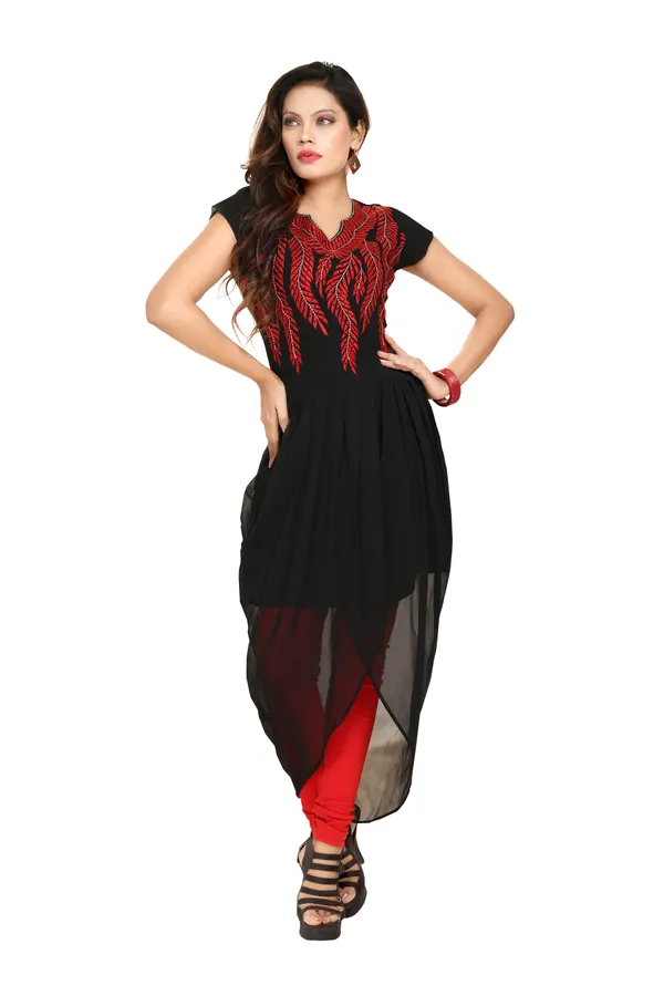Ravishing_Black_Georgette_Designer_Tunic_with_Red_Threadwork