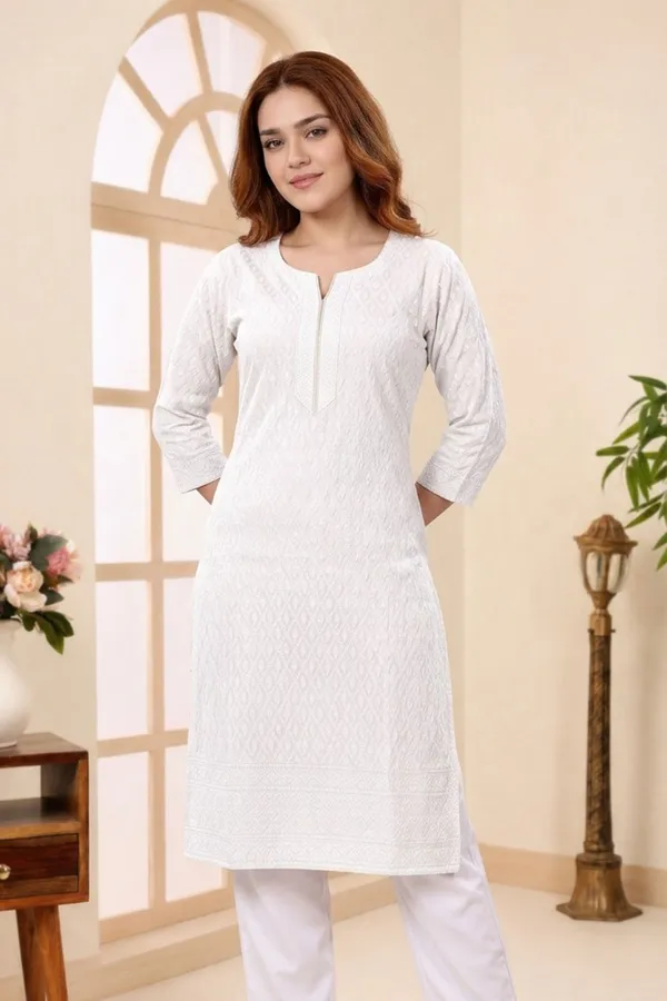 Pure_White_Rayon_Chikankari_Straight_Kurta_for_Women
