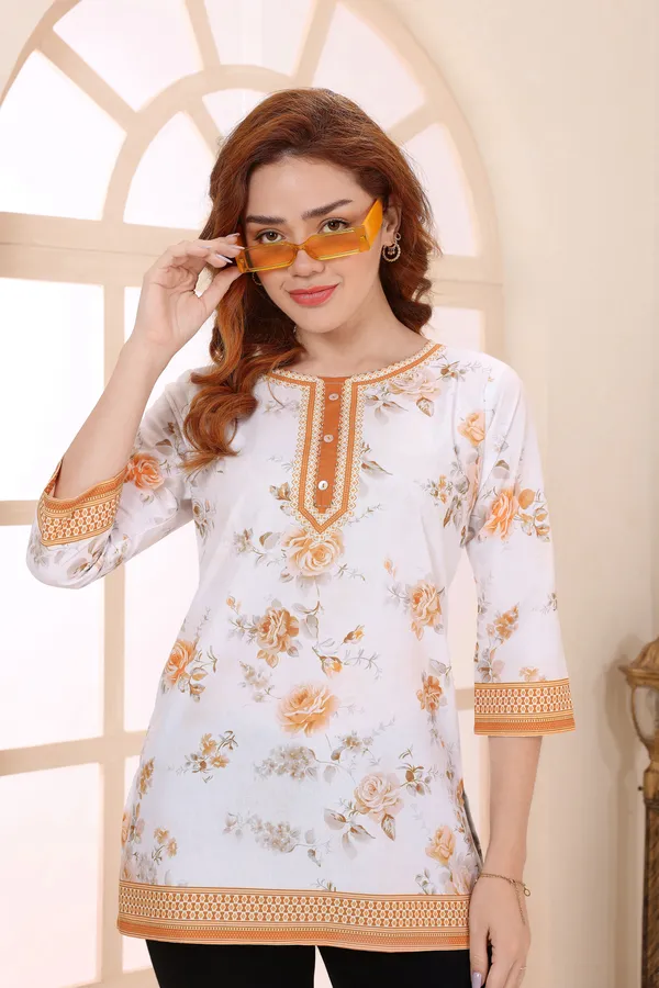 Yellow_Blue_Cotton_Short_Kurti_Tunic_Top_with_Floral_Print_for_Women
