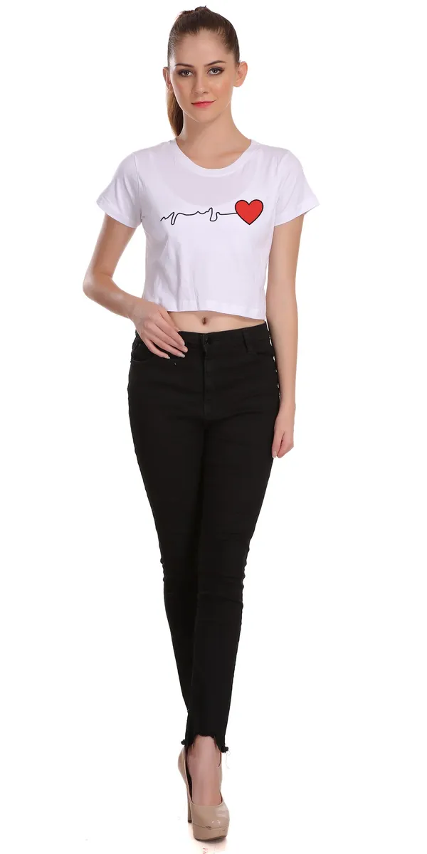 White_Cotton_Heart_Beat_Graphic_Printed_Crop_Top_For_Women