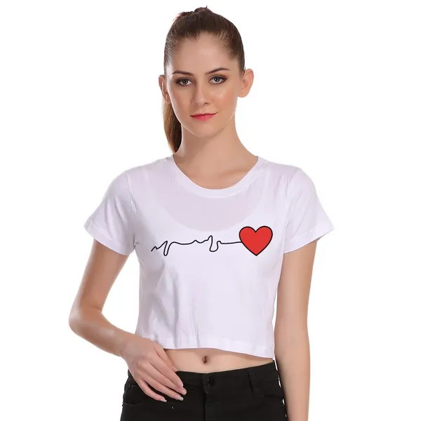 White_Cotton_Heart_Beat_Graphic_Printed_Crop_Top_For_Women