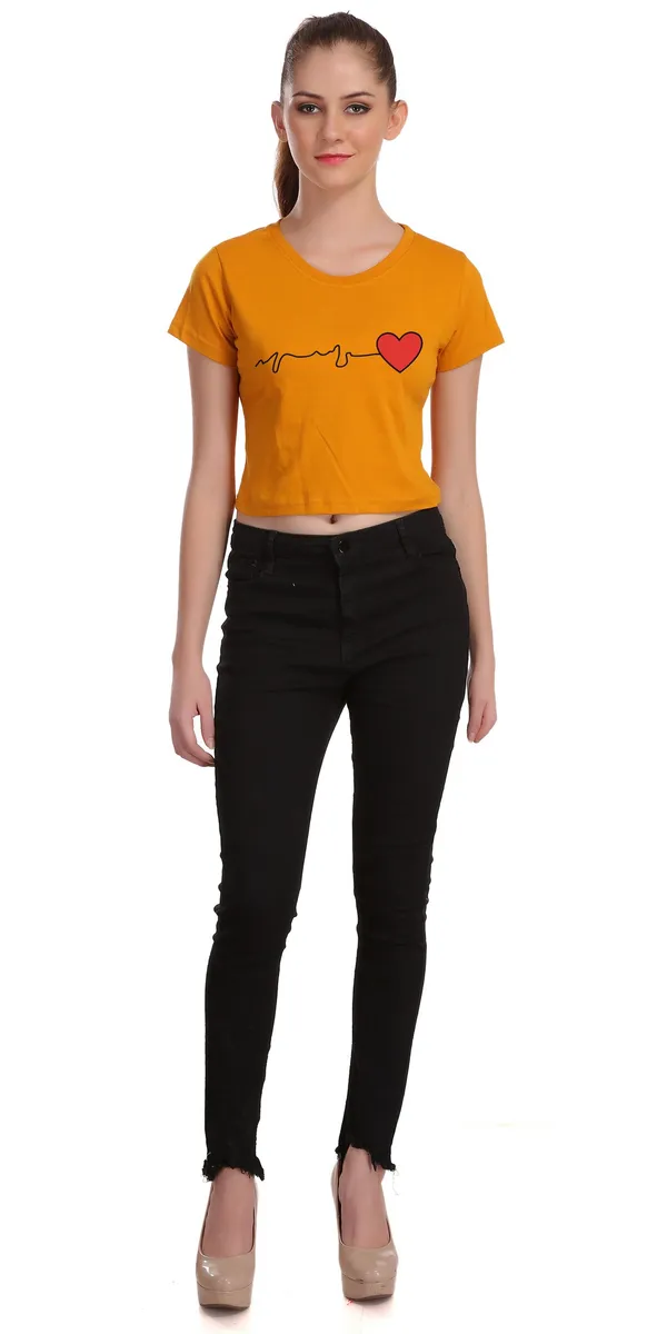 Yellow_Cotton_Heart_Beat_Graphic_Printed_Crop_Top_For_Women