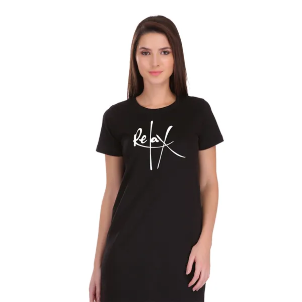 Black_Cotton_Relax_Printed_Long_T-Shirt_For_Women